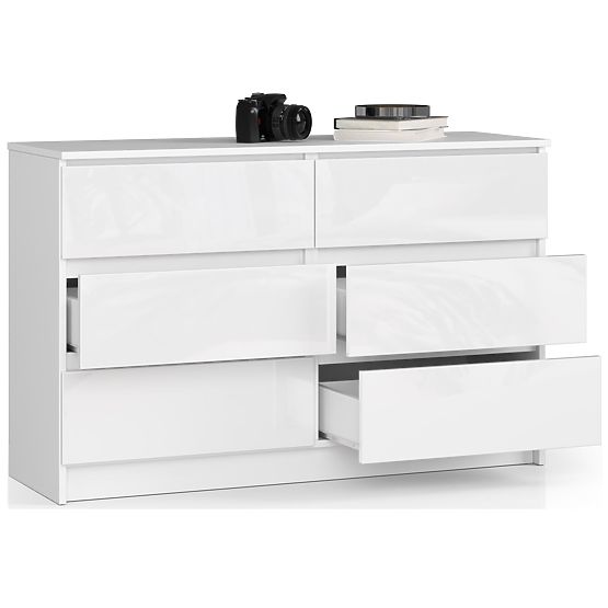 KOMÓD K120 6F CLP PK FEHÉR FÉNYES