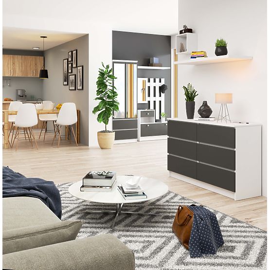 KOMÓD K120 6SZ CLP PK FEHÉR / SZÜRKE