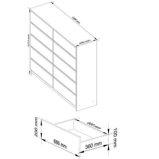 KOMÓD K140 10SZ CLP PK TÖLGY SONOMA