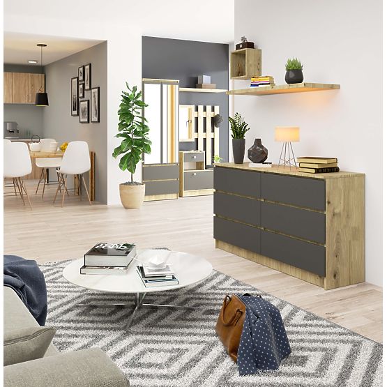 KOMÓD K140 6SZ CLP ARTISAN TÖLGY / SZÜRKE