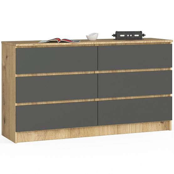 KOMÓD K140 6SZ CLP ARTISAN TÖLGY / SZÜRKE