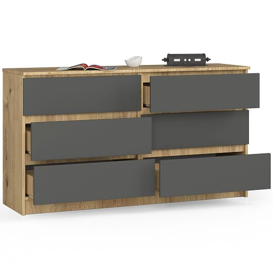 KOMÓD K140 6SZ CLP ARTISAN TÖLGY / SZÜRKE