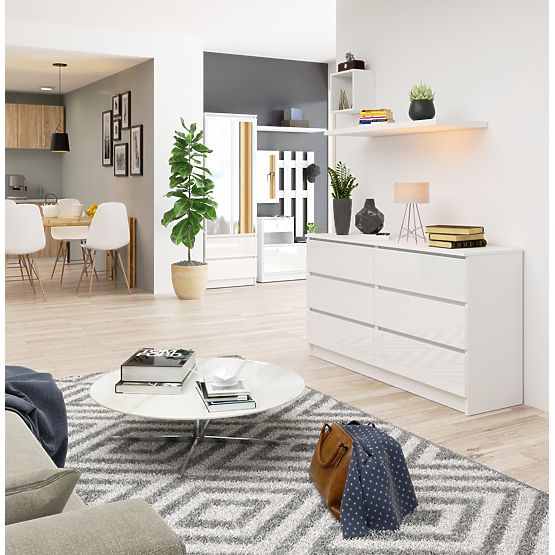 KOMÓD K140 6SZ CLP PK FEHÉR FÉNYES