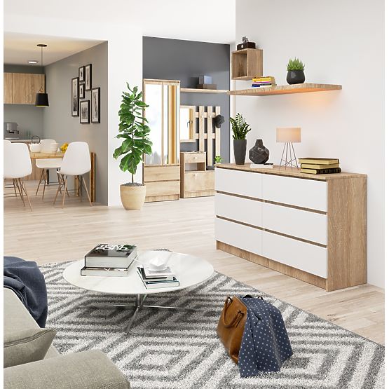 KOMÓD K140 6SZ CLP TÖLGY SONOMA / FEHÉR