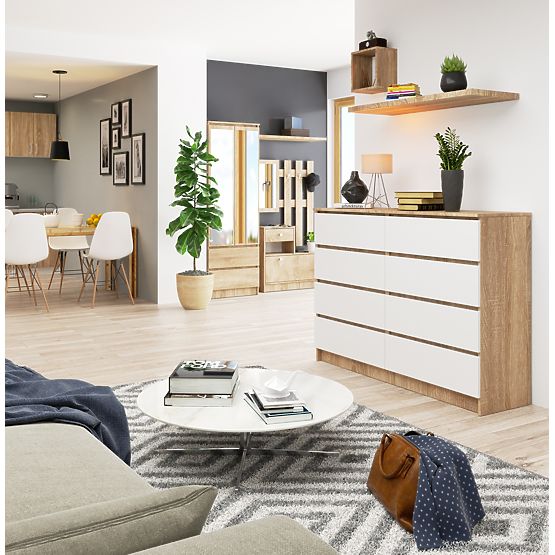 KOMÓD K140 8SZ CLP PK SONOMA / FEHÉR