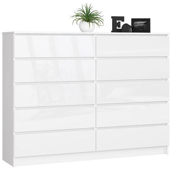 KOMÓD K160 10F CLP PK FEHÉR FÉNYES