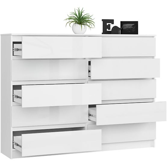KOMÓD K160 10F CLP PK FEHÉR FÉNYES