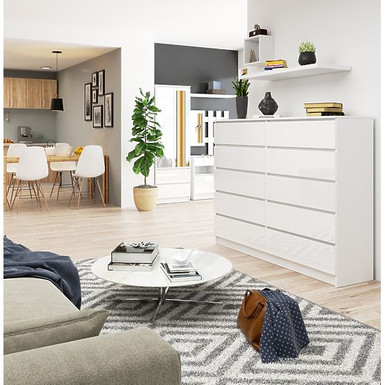 KOMÓD K160 10F CLP PK FEHÉR FÉNYES
