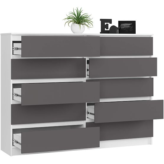 KOMÓD K160 10SZ CLP PK FEHÉR / SZÜRKE
