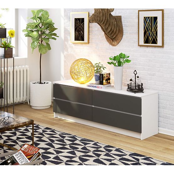 KOMÓD K160 4SZ CLP PK FEHÉR / SZÜRKE