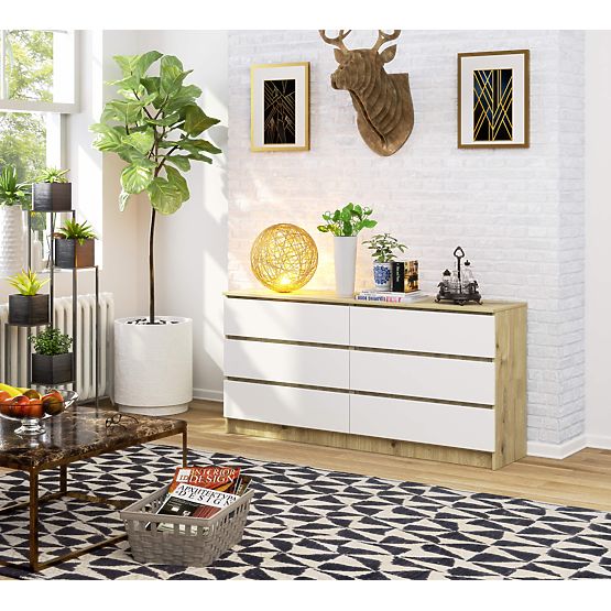 KOMÓD K160 6SZ CLP ARTISAN TÖLGY / FEHÉR