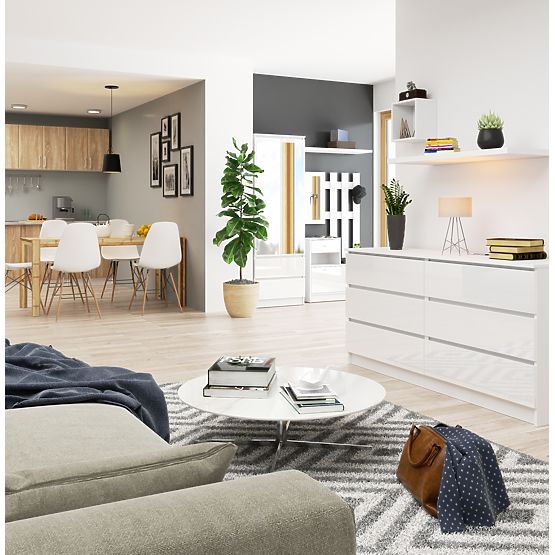 KOMÓD K160 6SZ CLP PK FEHÉR FÉNYES