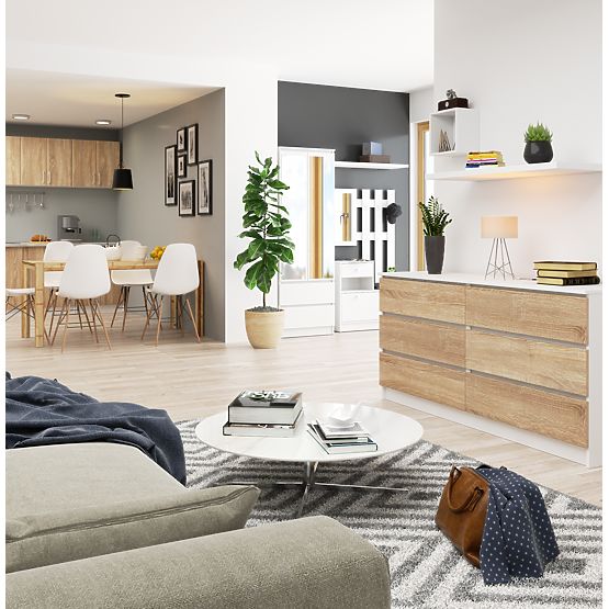 KOMÓD K160 6SZ CLP PK FEHÉR / SONOMA