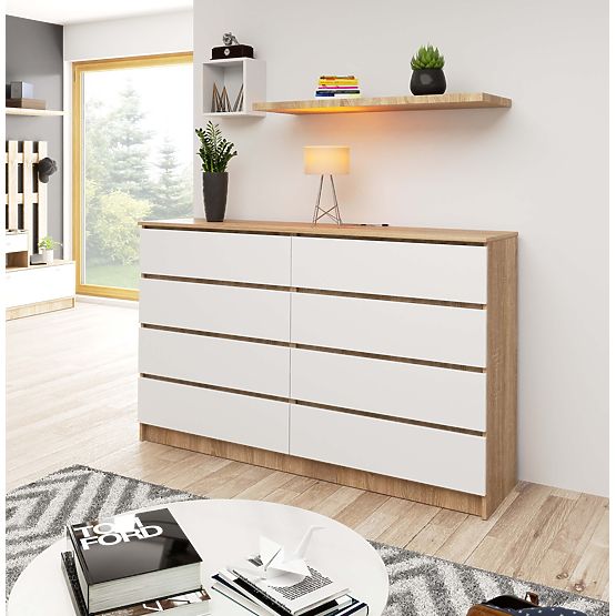 KOMÓD K160 8F CLP PK SONOMA TÖLGY / FEHÉR