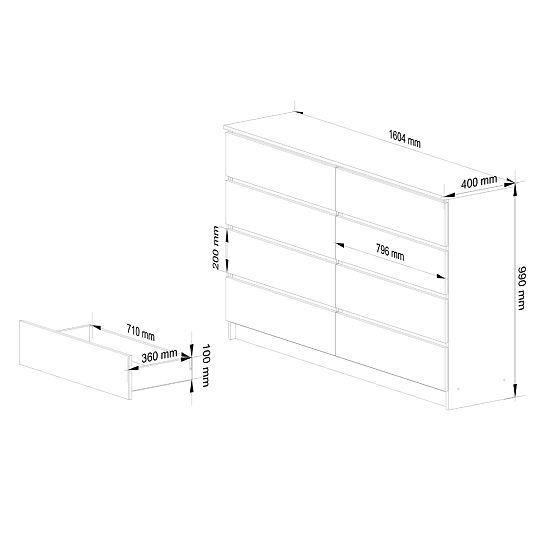 KOMÓD K160 8SZ CLP PK FEHÉR