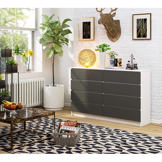 KOMÓD K160 8SZ CLP PK FEHÉR / SZÜRKE