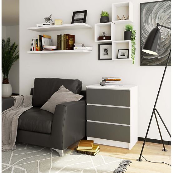 KOMÓD K60 3SZ CLP FEHÉR / SZÜRKE