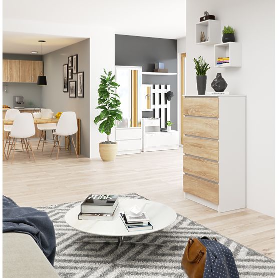 KOMÓD K60 5 FIÓKKAL CLP PK FEHÉR / SONOMA