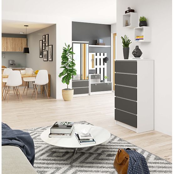 KOMÓD K60 5F CLP PK FEHÉR / SZÜRKE