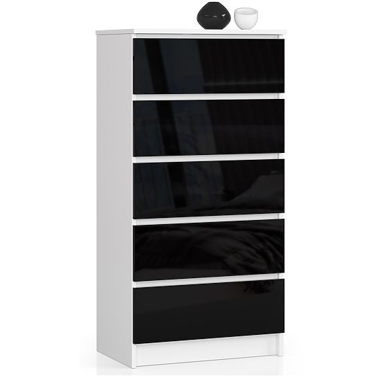 KOMÓD K60 5SZ CLP PK FEKETE FÉNYES