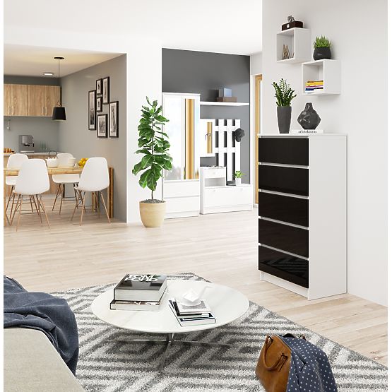 KOMÓD K60 5SZ CLP PK FEKETE FÉNYES