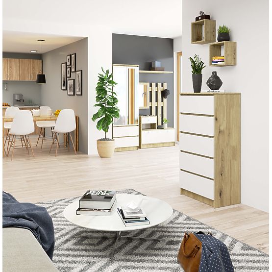 KOMÓD K60 5SZ CLP PK TÖLGY ARTISAN / FEHÉR