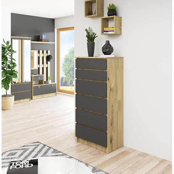 KOMÓD K60 6SZ CLP PK ARTISAN TÖLGY / SZÜRKE