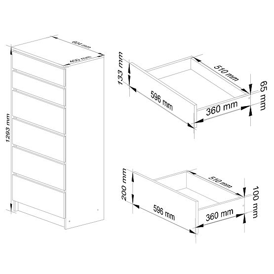 KOMÓD K60 6SZ CLP PK TÖLGY ARTISAN / FEHÉR