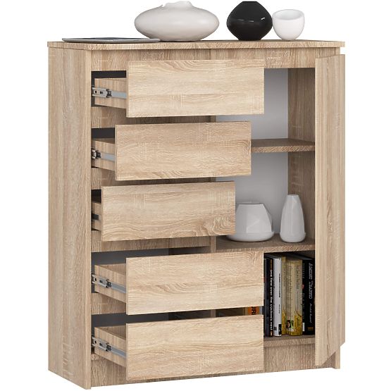 KOMÓD K80 1D 5SZ PK SONOMA TÖLGY