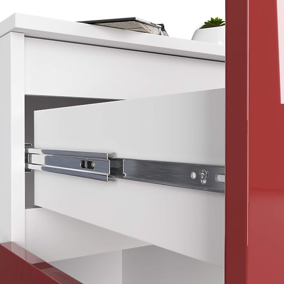 KOMÓD K80 2D 1SZ CLP PK PIROS FÉNYES