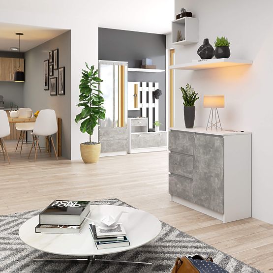 KOMÓD K80 JERRY 1D 3SZ PK FEHÉR / BETON