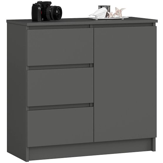 KOMÓD K80 JERRY 1D 3SZ PK GRAFIT SZÜRKE
