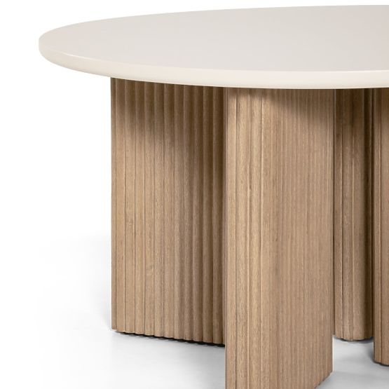 Komorebi kerti asztal 130 cm kőlapos, világos akácfa/világos bézs, kerek, lamellás