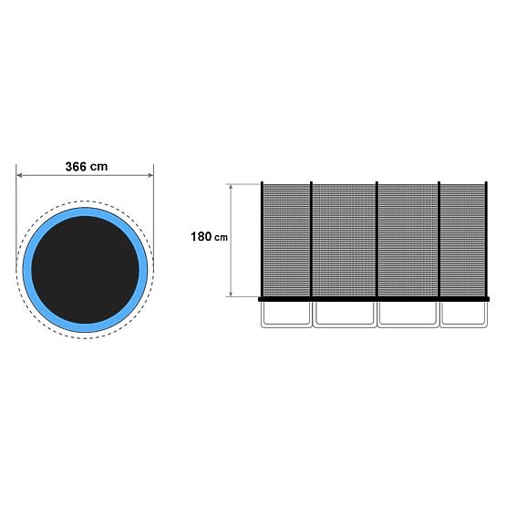 Kültéri háló trambulinhoz 366 cm 12 ft/8 oszlop