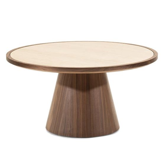 Kyoto dohányzóasztal 80 cm, kerek, travertin/dió