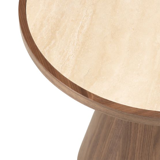 Kyoto dohányzóasztal 80 cm, kerek, travertin/dió