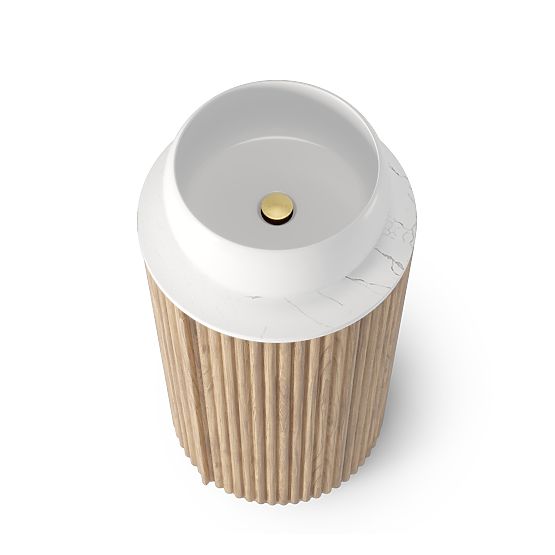 La promessa 40 cm-es szekrény és mosdókagyló szett, bordázott, lekerekített, tölgy/fehér