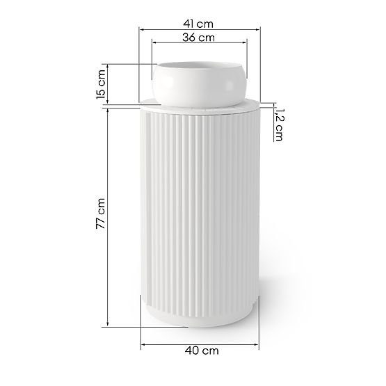La promessa 40 cm-es szekrény szett mosdóval, bordázott, lekerekített, fehér