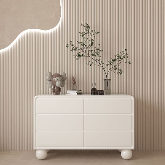Lauria 130 cm-es komód fiókokkal, fehér, lekerekített, gömb lábakkal