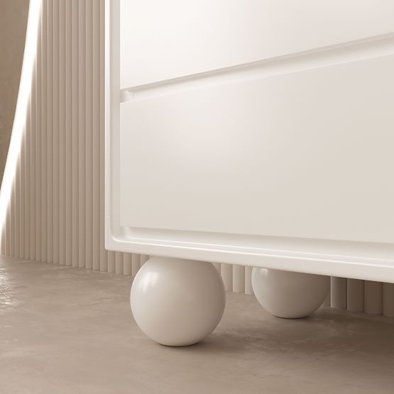 Lauria 130 cm-es komód fiókokkal, fehér, lekerekített, gömb lábakkal