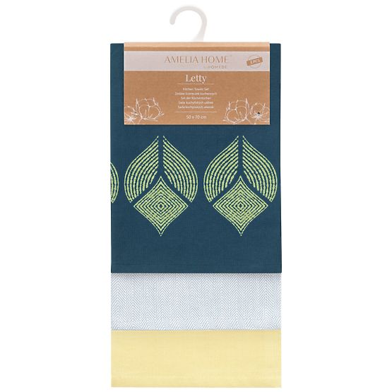 LETTY konyhai törölköző sárga szín nyomtatott minta modern stílus klasszikus 50x70 ameliahome