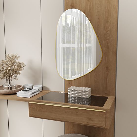 Libia arany keretes függő tükör, 76x51 cm, szabálytalan alak