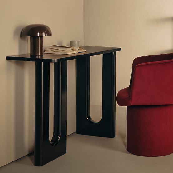 Lichi íróasztal/konzol 120 cm, fekete, ívek