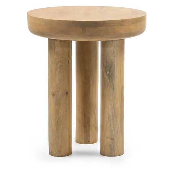 Limali oldalasztal 50 cm, kerek, mangófa, lekerekített formák
