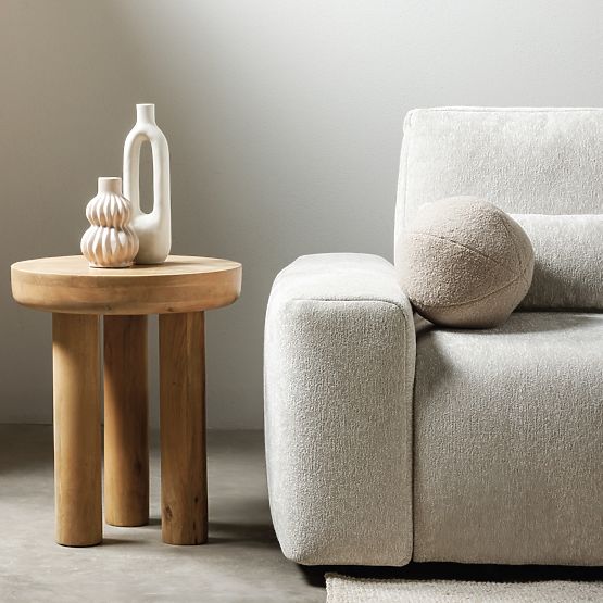 Limali oldalasztal 50 cm, kerek, mangófa, lekerekített formák