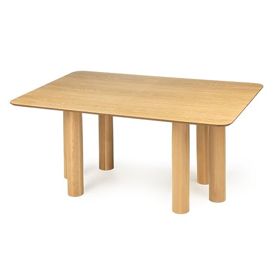Loa 140-200 cm-es kihúzható asztal, tölgy furnér, természetes, bükkfa, lekerekített