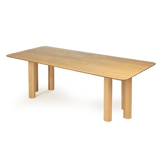 Loa 140-200 cm-es kihúzható asztal, tölgy furnér, természetes, bükkfa, lekerekített