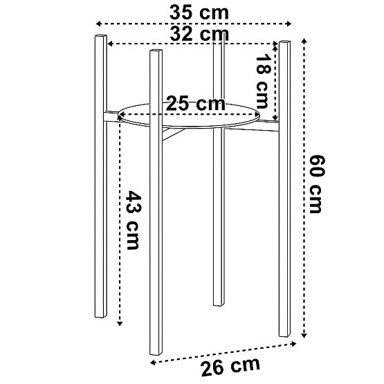 Loft stílusú virágtartó Torre 60 cm fekete