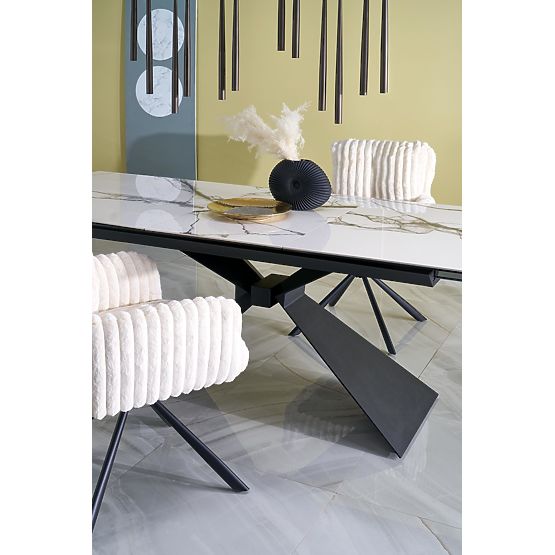 LUCIANO kinyitható asztal, lap: fehér márvány (2p=1ks)