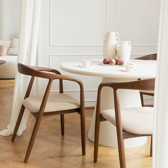 Ludvika fa szék, lekerekített, dió/bézs